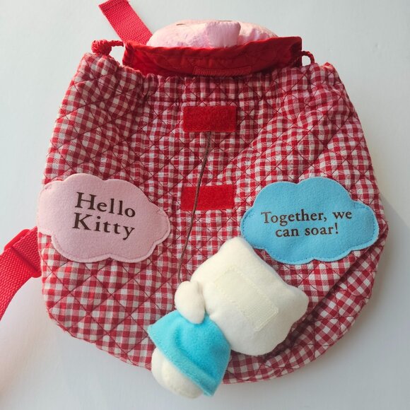 Sanrio Hello Kitty Vintage Mini Backpack Y2K Red Gingham Movable Plush main image 6